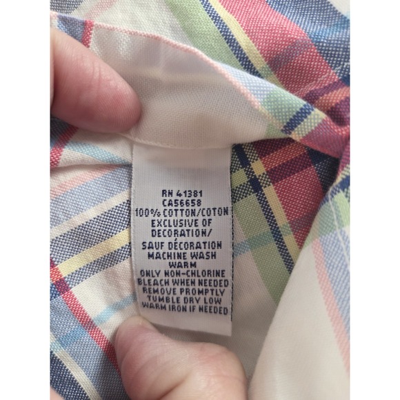 Ralph Lauren Button Down Short Sleeve Slim Fit Windowpane Plaid Oxford Mens XL - Picture 7 of 8